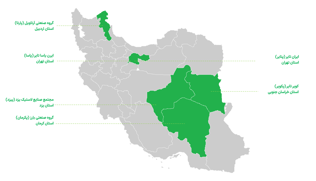 پراکندگی شرکت های تولیدکننده تایر در کشور